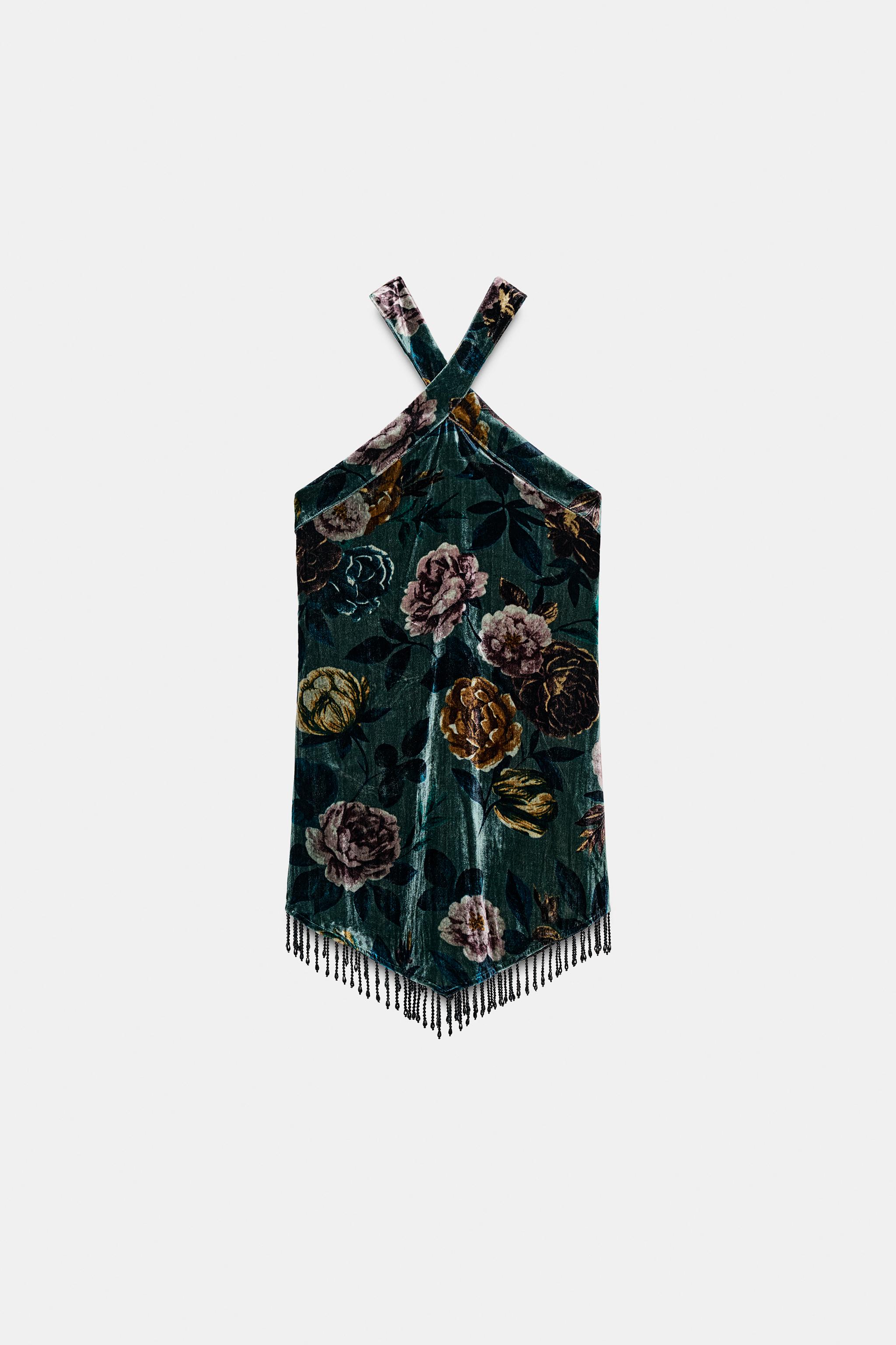 FRINGED VELVET DRESS